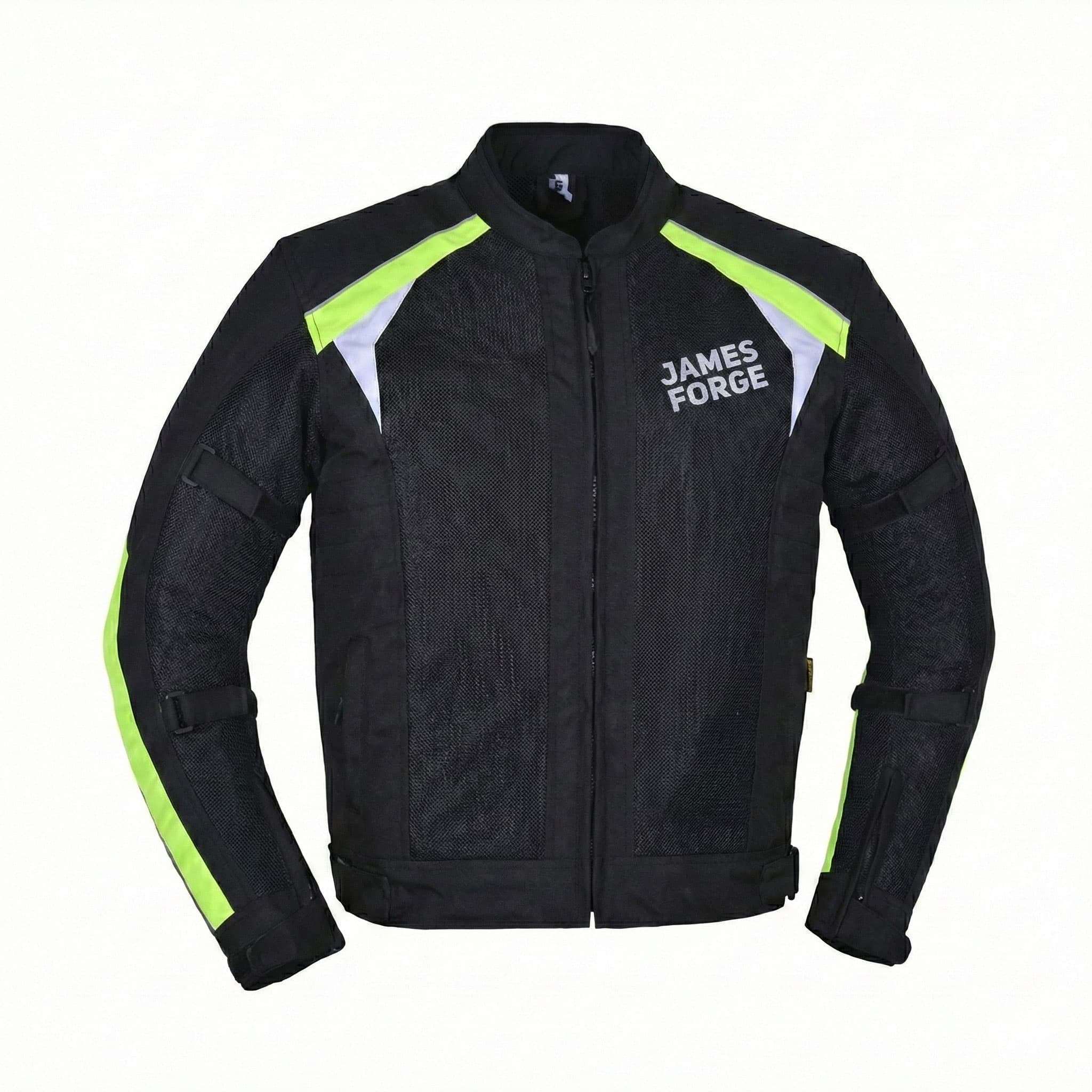 James Forge Motorcycle Jacket Black-White-Neon 2